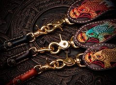 Handmade Leather Braided Biker Trucker Tooled Carp Wallet Chain for Chain Wallet Biker Wallet Trucker Wallet