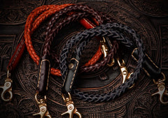 Handmade Leather Braided Biker Trucker Tooled Carp Wallet Chain for Chain Wallet Biker Wallet Trucker Wallet