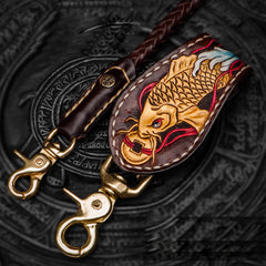 Handmade Leather Braided Biker Trucker Tooled Carp Wallet Chain for Chain Wallet Biker Wallet Trucker Wallet