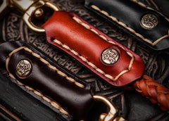 Handmade Leather Braided Biker Trucker Tooled Carp Wallet Chain for Chain Wallet Biker Wallet Trucker Wallet