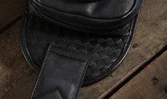 Handmade Leather Braided Mens Cool Chest Bag Sling Bag Crossbody Bag Travel Bag Hiking Bag for men