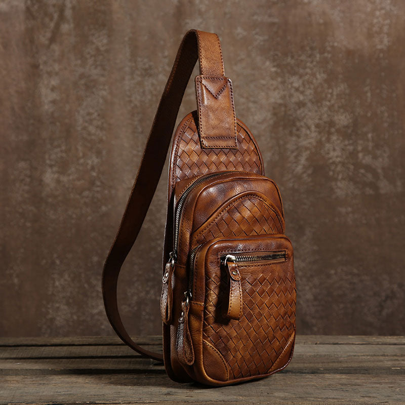 Handmade Leather Sling Bag Stylish Chest Bag Mens Messenger Bag