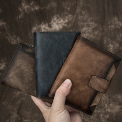 Handmade Leather Brown Men's Zipper Small billfold Wallet Bifold Wallet Card Wallet For Men - iwalletsmen