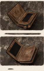 Cool Leather Brown Men's Zipper billfold Small Wallet Bifold Wallet Card Wallet For Men - iwalletsmen
