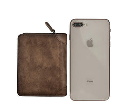Cool Leather Brown Men's Zipper billfold Small Wallet Bifold Wallet Card Wallet For Men - iwalletsmen
