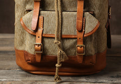 Handmade Leather Canvas Mens Cool Backpack Sling Bag Large Travel Bag Hiking Bag for Men