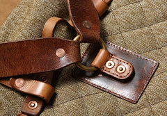 Handmade Leather Canvas Mens Cool Backpack Sling Bag Large Travel Bag Hiking Bag for Men