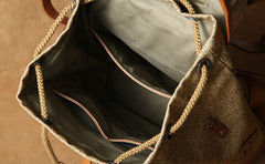 Handmade Leather Canvas Mens Cool Backpack Sling Bag Large Travel Bag Hiking Bag for Men