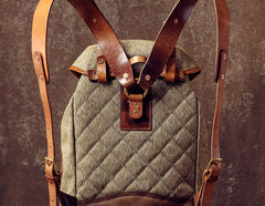 Handmade Leather Canvas Mens Cool Backpack Sling Bag Large Travel Bag Hiking Bag for Men