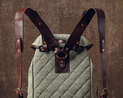 Handmade Leather Canvas Mens Cool Backpack Sling Bag Large Travel Bag Hiking Bag for Men