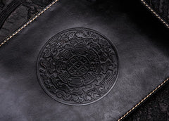 Handmade Leather Carp Tooled Wristlet Bag iPad Bag Mens Cool Leather Wallet Long Clutch for Men