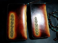 Handmade Leather Chinese Dragon Zipper Mens Long Wallet Clutch Cool Leather Wallet Long Tooled Wallets for Men