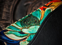 Handmade Leather License Wallet Tooled Carp Mens billfold Wallet Cool Leather Wallet Slim Wallet for Men