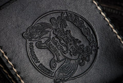 Handmade Leather License Wallet Tooled Carp Mens billfold Wallet Cool Leather Wallet Slim Wallet for Men