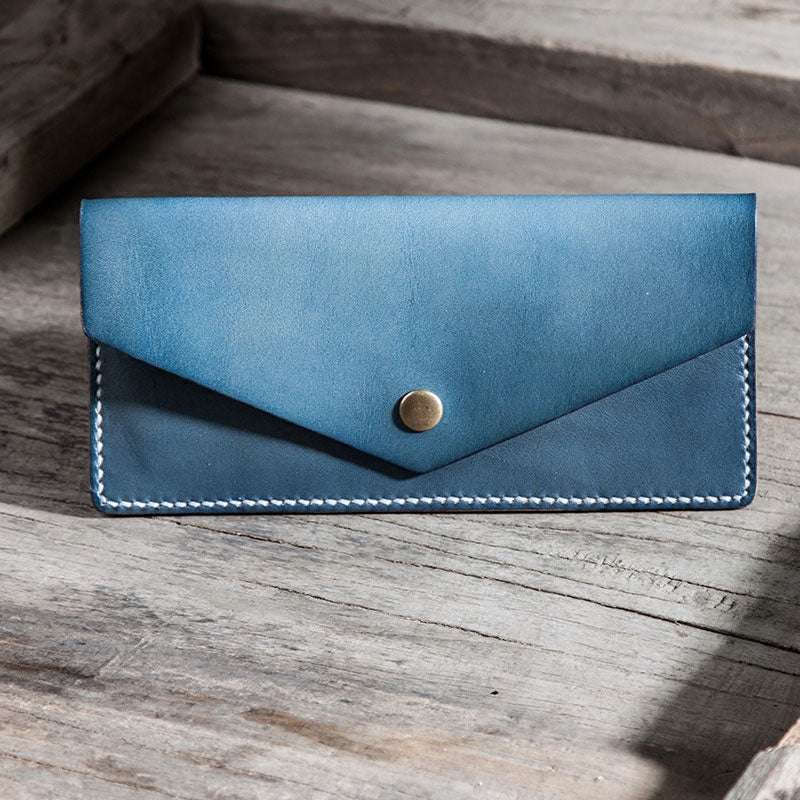 Handmade Leather Long Wallets for men Envelope Bifold Men Long Wallet - iwalletsmen