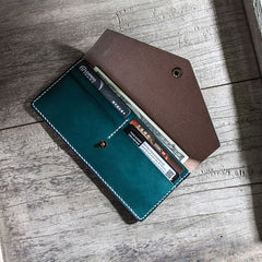 Handmade Leather Long Wallets for men Envelope Bifold Men Long Wallet - iwalletsmen