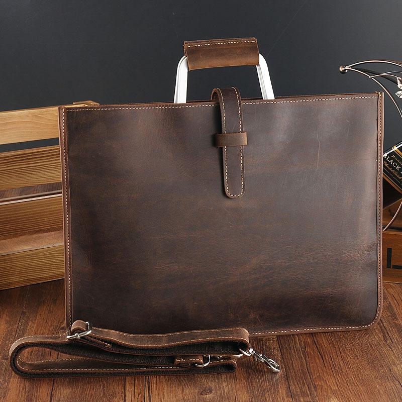 Handmade Leather Men Vintage Briefcase Handbag Laptop Bag For Men