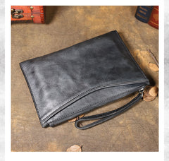 Handmade Leather Mens Brown Long Leather Wallet Wristlet Bag Envelope Bag Clutch Wallet for Men - iwalletsmen