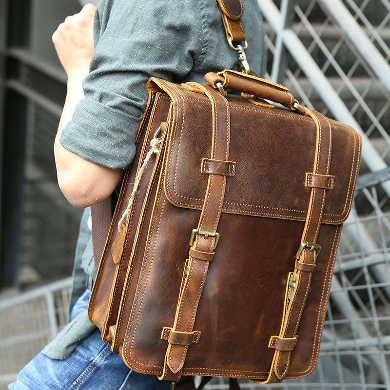 Handmade Leather Mens Backpack Travel Backpack Laptop Backpack for men - iwalletsmen