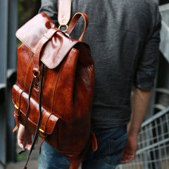 Handmade Leather Mens Backpacks Travel Backpacks Laptop Backpack for men - iwalletsmen