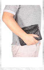 Handmade Leather Mens Black Cool Long Wallet Wirstlet Bag Ultra Thin Clutch Wallet for Men - iwalletsmen