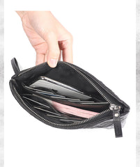 Handmade Leather Mens Black Cool Long Wallet Wirstlet Bag Ultra Thin Clutch Wallet for Men - iwalletsmen