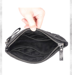 Handmade Leather Mens Black Cool Long Wallet Wirstlet Bag Ultra Thin Clutch Wallet for Men - iwalletsmen