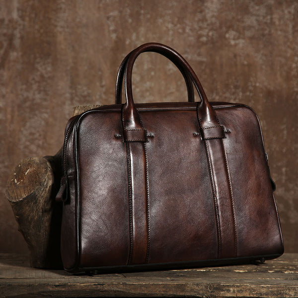 Vintage Leather Mens Briefcase Laptop Handbags Leather notebook Bag Leather for Men