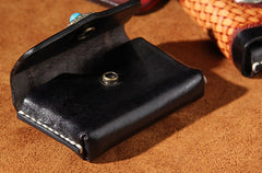 Handmade Leather Mens Card Wallet Black Small Card Wallet for Men