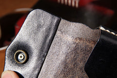 Handmade Leather Mens Card Wallet Black Small Card Wallet for Men