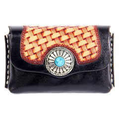 Handmade Leather Mens Card Wallet Black Small Card Wallet for Men