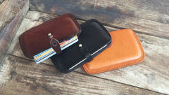 Handmade Leather Mens Card Wallet Front Pocket Wallets Small Wallets for Men - iwalletsmen