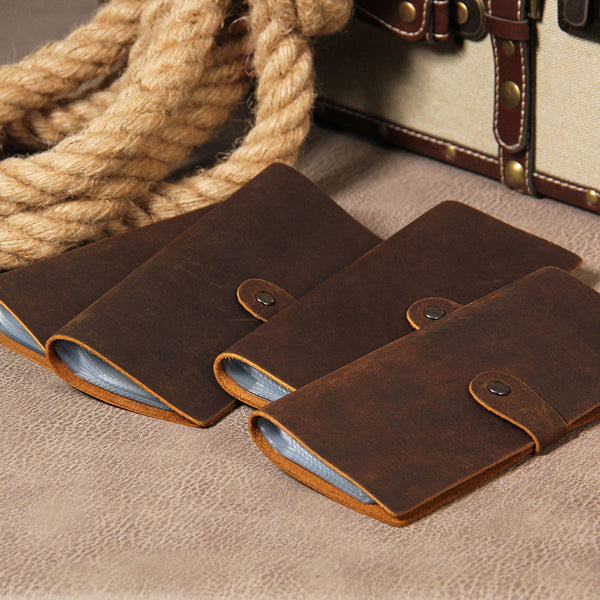 Handmade Leather Mens Card Wallet Vintage Coffee Multi Cards Wallet for Men