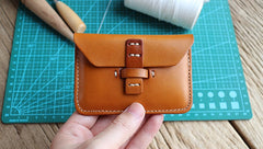 Handmade Leather Mens Card Wallets Front Pocket Wallet Small Change Wallets for Men - iwalletsmen