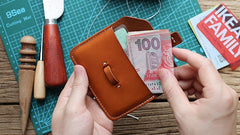 Handmade Leather Mens Card Wallets Front Pocket Wallet Small Change Wallets for Men - iwalletsmen