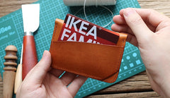 Handmade Leather Mens Card Wallets Front Pocket Wallet Small Change Wallets for Men - iwalletsmen