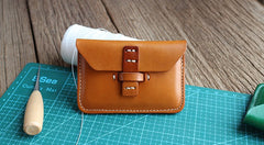 Handmade Leather Mens Card Wallets Front Pocket Wallet Small Change Wallets for Men - iwalletsmen