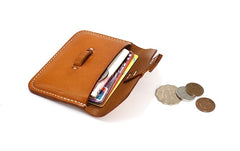 Handmade Leather Mens Card Wallets Front Pocket Wallet Small Change Wallets for Men - iwalletsmen