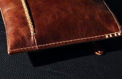 Handmade Leather Mens Coffee Brown Clutch Vintage Wristlet Bag Clutch Wallet for Men