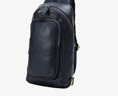 Handmade Leather Mens Cool Chest Bag Sling Bag Crossbody Bag Travel Bag Hiking Bag for men