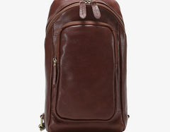 Handmade Leather Mens Cool Chest Bag Sling Bag Crossbody Bag Travel Bag Hiking Bag for men