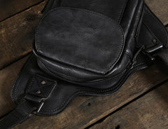 Handmade Leather Mens Cool Chest Bag Sling Bag Crossbody Bag Travel Bag Hiking Bag for men