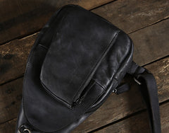 Handmade Leather Mens Cool Chest Bag Sling Bag Crossbody Bag Travel Bag Hiking Bag for men