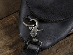 Handmade Leather Mens Cool Chest Bag Sling Bag Crossbody Bag Travel Bag Hiking Bag for men