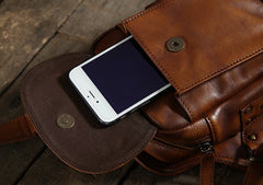 Handmade Leather Mens Cool Chest Bag Sling Bag Crossbody Bag Travel Bag Hiking Bag for men