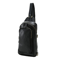 Handmade Leather Mens Cool Chest Bag Sling Bag Crossbody Bag Travel Bag Hiking Bag for men