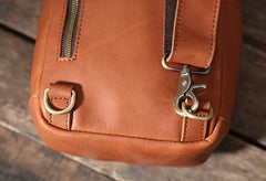 Handmade Leather Mens Cool Chest Bag Sling Bag Crossbody Bag Travel Bag Hiking Bag for men