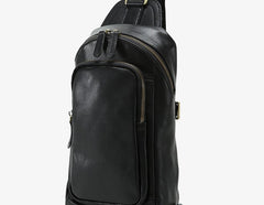 Handmade Leather Mens Cool Chest Bag Sling Bag Crossbody Bag Travel Bag Hiking Bag for men
