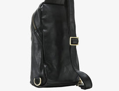 Handmade Leather Mens Cool Chest Bag Sling Bag Crossbody Bag Travel Bag Hiking Bag for men