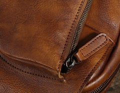 Handmade Leather Mens Cool Chest Bag Sling Bag Crossbody Bag Travel Bag Hiking Bag for men